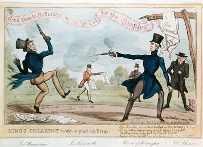 Cartoon of the Duke of Wellington Duelling by English School